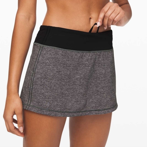 Lululemon Pace Rival Skirt No Panels 13" Heather Gray Lux Multi Black Sz 4 - Picture 2 of 13